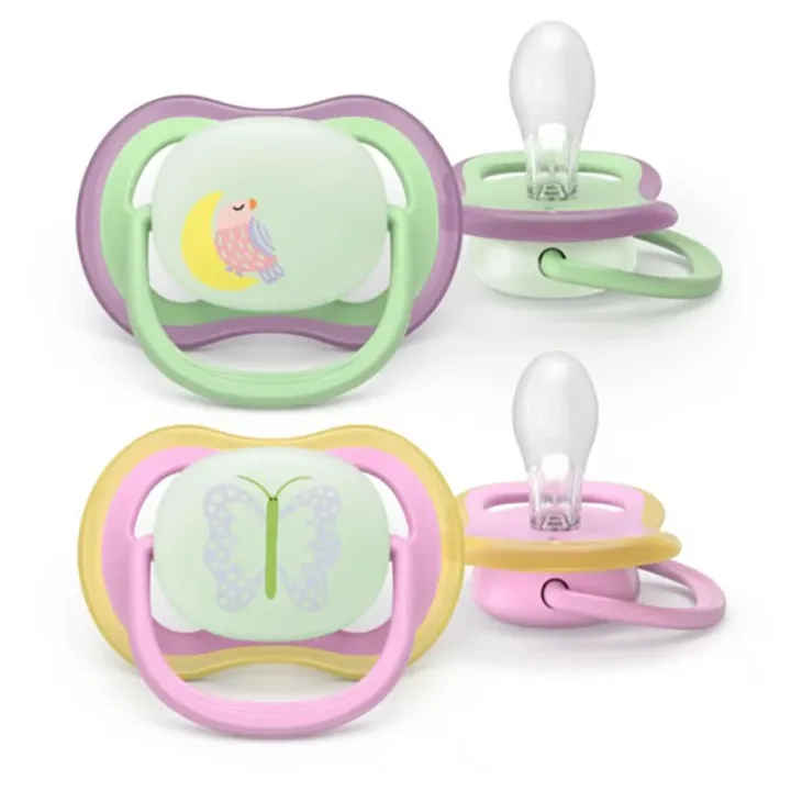 Philips Avent Ultra Air Napp Natt 6-18 mån 2-pack  Rosa/Grön Philips Avent