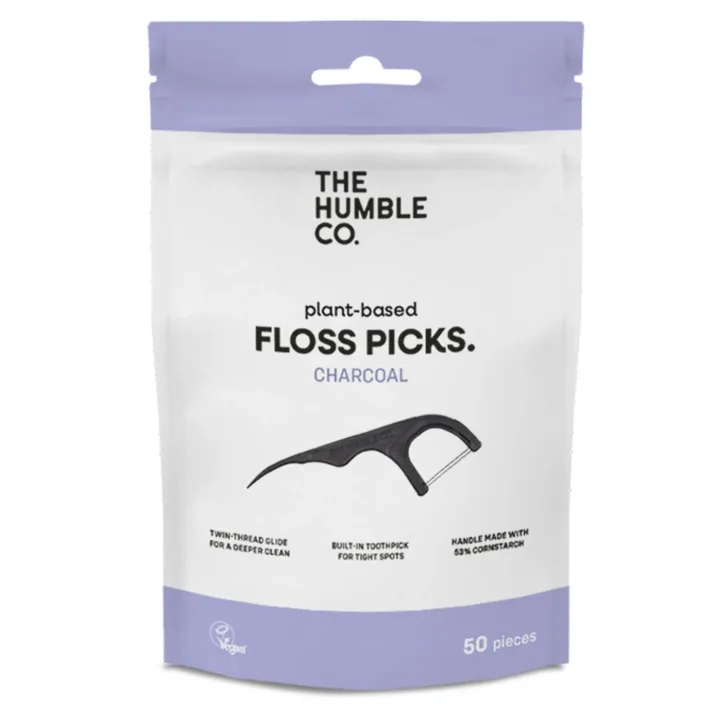 Humble Dental Floss Picks Charcoal 50-pack Humble