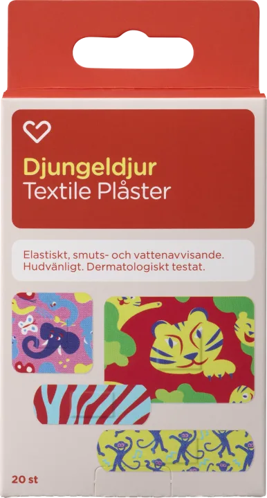 Hjärtats Plåster Barn Djungeldjur Textile 20st Hjärtats