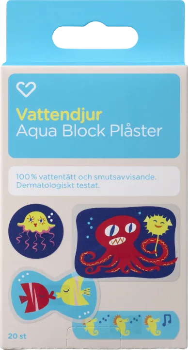 Hjärtats Plåster Barn Vattendjur Aqua Stop 20st Hjärtats