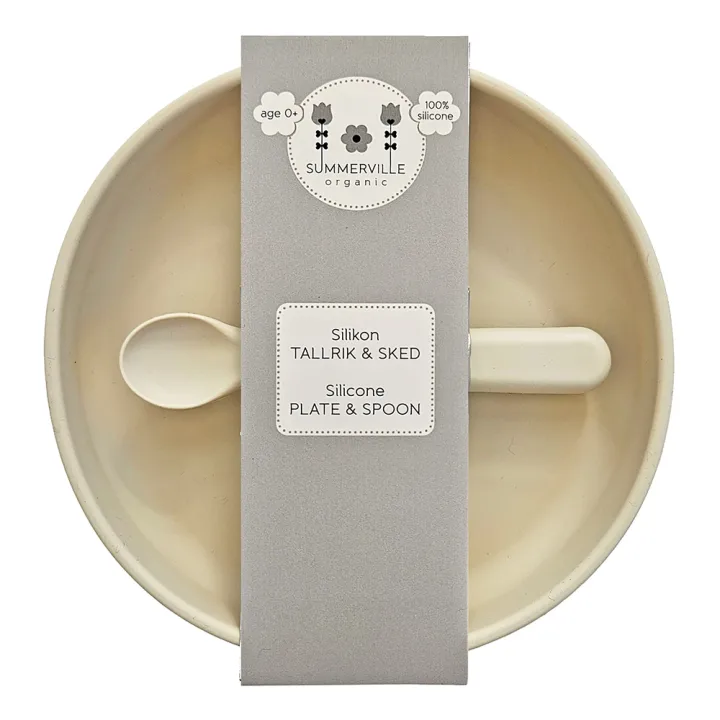 Summerville Tallrik och Sked Silikon Sandshell Summerville Organic