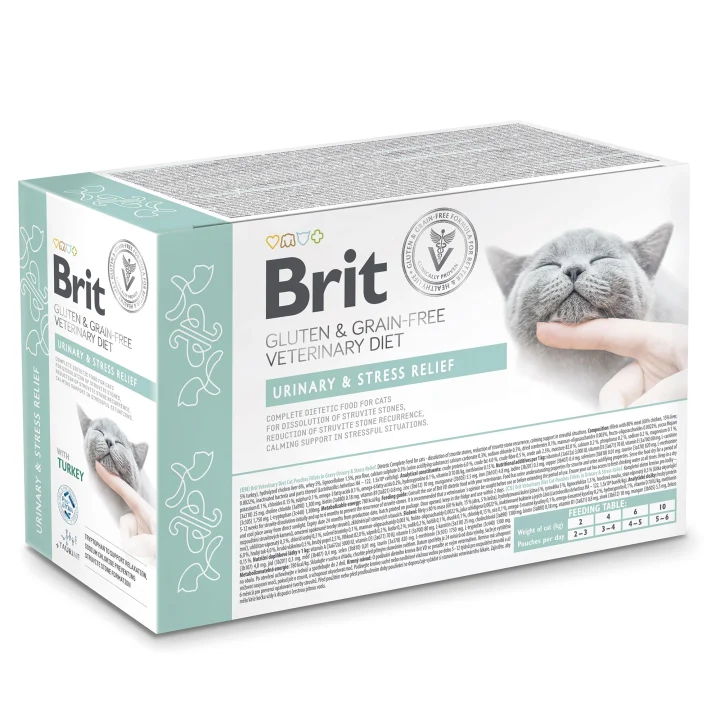 Brit Gluten & Grain-Free Veterinary Diet Urinary and Stress Relief Cat Pouch 12x85 g Brit Veterinary Diet
