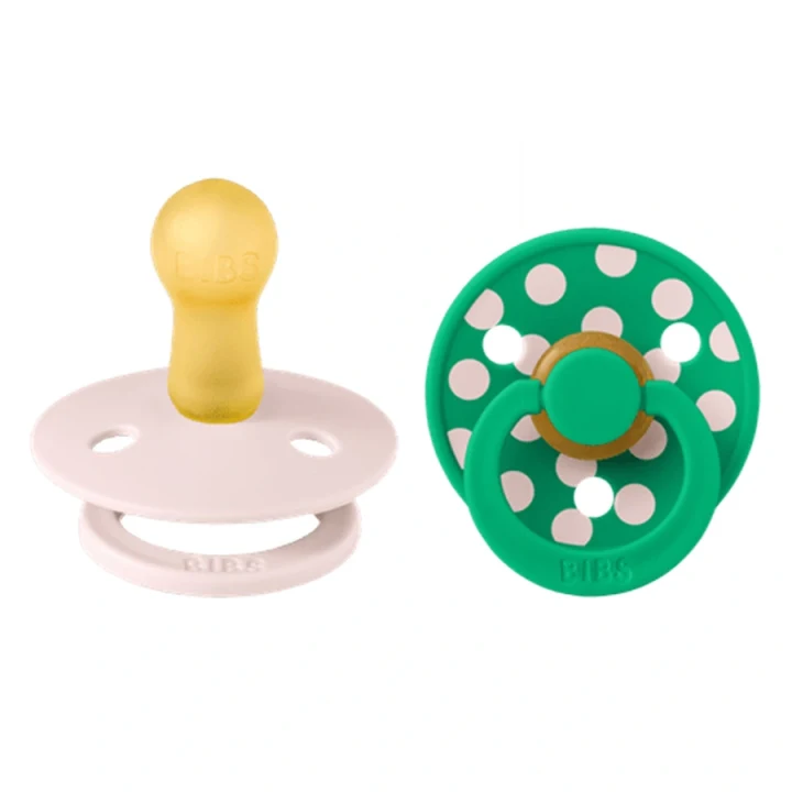 BIBS Pacifier Studio Colour Polka Latex Petal/Cactus 2-pack Size 2 Bibs