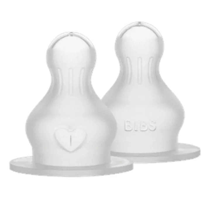 BIBS Baby Bottle Nipple Round Silicone Medium Flow 2-pack Bibs