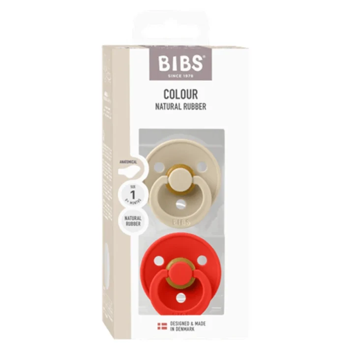 BIBS Pacifier Colour Anatomical Latex Vanilla/Candy Apple 2-pack Size 1 Bibs