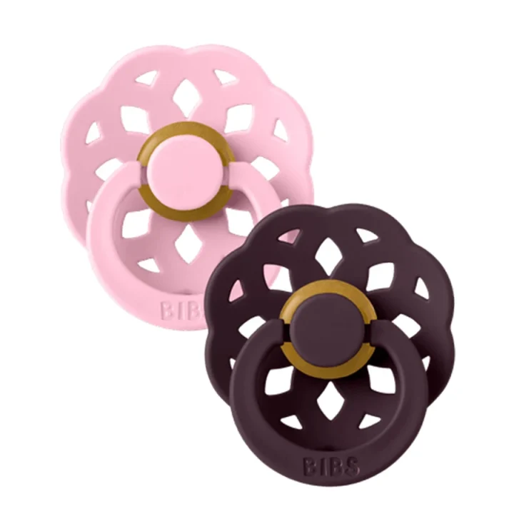 BIBS Pacifier Boheme Latex Baby Pink/Plum 2-pack Size 1 Bibs
