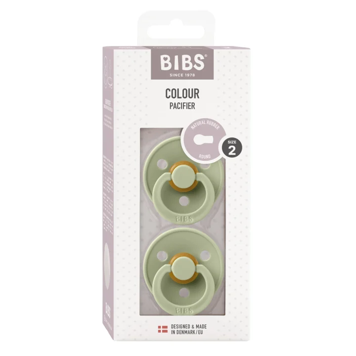 BIBS Pacifier Colour Latex Sage/Sage 2-pack Size 2 Bibs