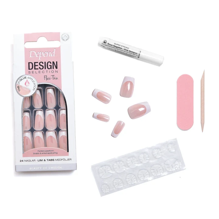 Depend Design Selection 24 st French White Chrome Short Coffin Depend