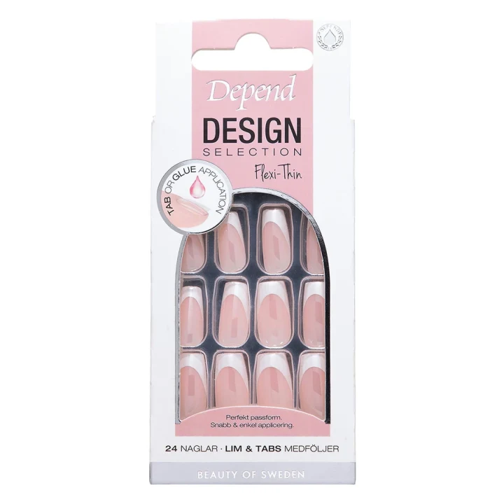 Depend Design Selection 24 st French White Chrome Short Coffin Depend
