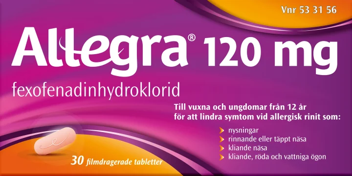 Allegra filmdragerad tablett 120 mg 30 st Allegra