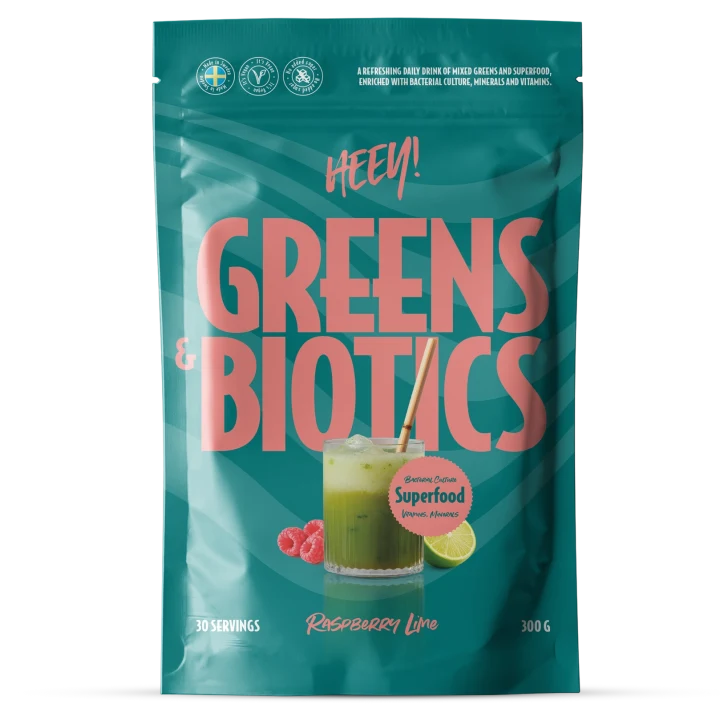 Heey! Greens & Biotics Superfood Hallon Lime 300 g Heey!