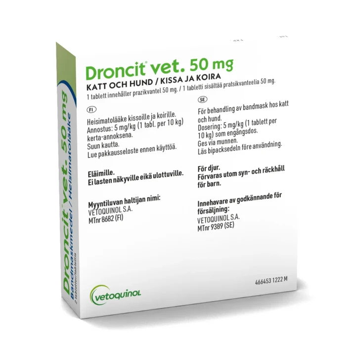 Droncit vet. tablett 50 mg 2 st Drontal