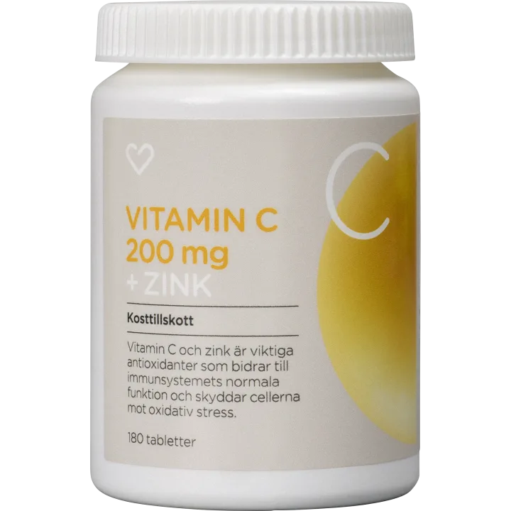 Hjärtats Vitamin C + Zink Tablett 180 st Hjärtats