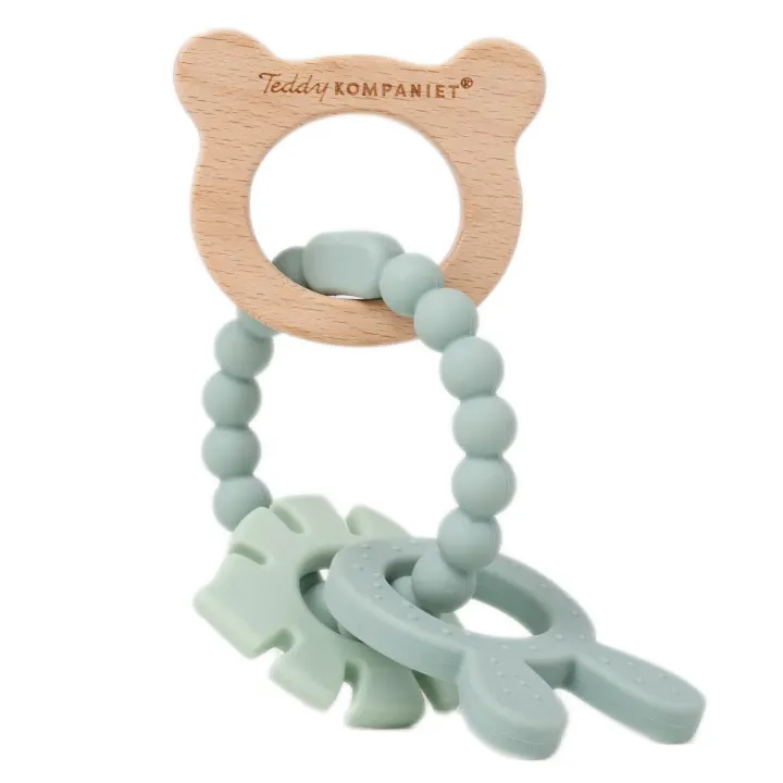 Teddykompaniet Bitring i silikon & trä Lindblomsgrön Teddykompaniet