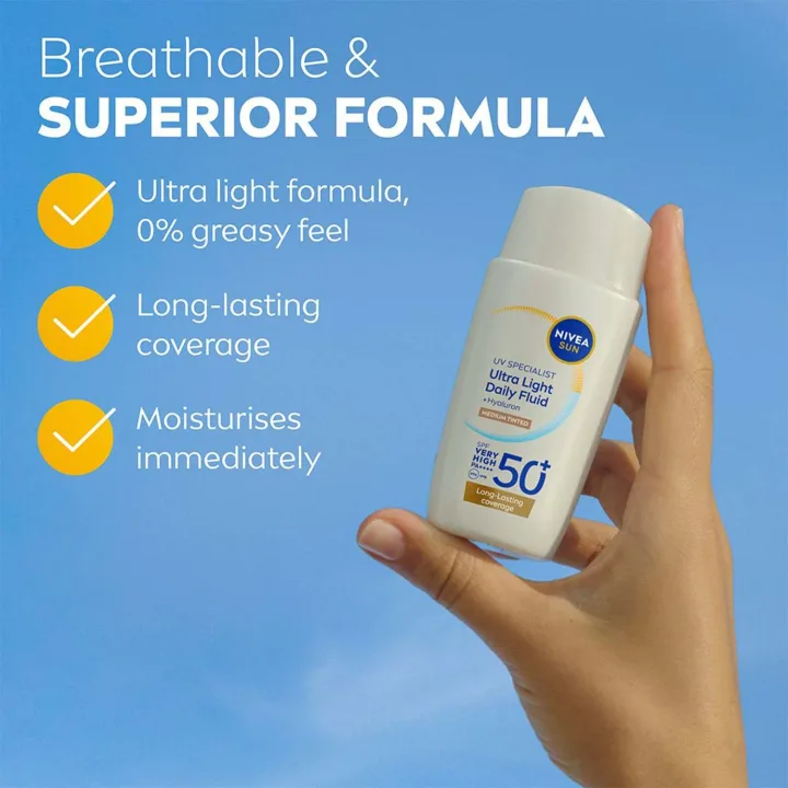 Nivea Sun UV Face Ultra Light Daily Fluid SPF 50+, 40 ml Medium Nivea