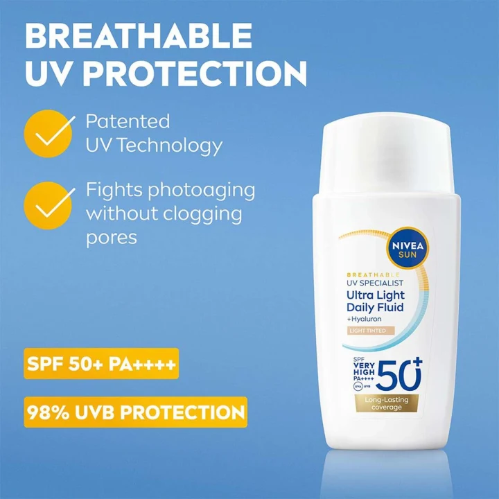 Nivea Sun UV Face Ultra Light Daily Fluid SPF 50+, 40 ml Light Nivea
