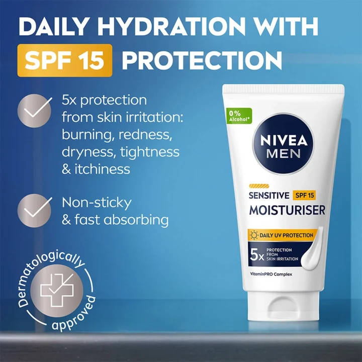 Nivea Men Sensitive Protection Face Moisturiser SPF15, 75 ml Nivea