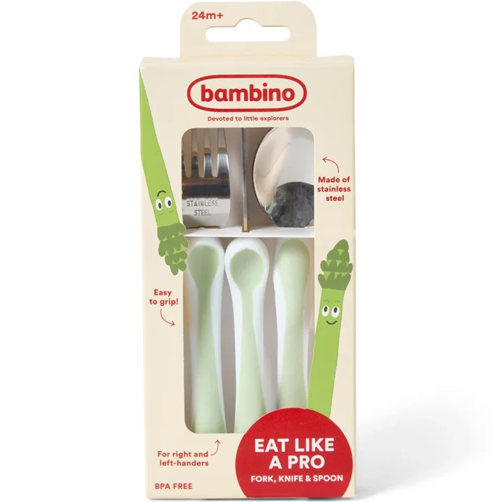 Bambino Eat Like a Pro! Fork, Knife & Spoon Turquoise Bambino