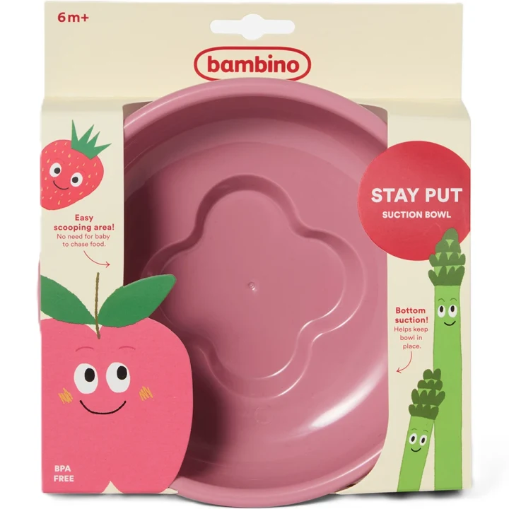 Bambino Stay Put! Suction bowl Cerise Bambino