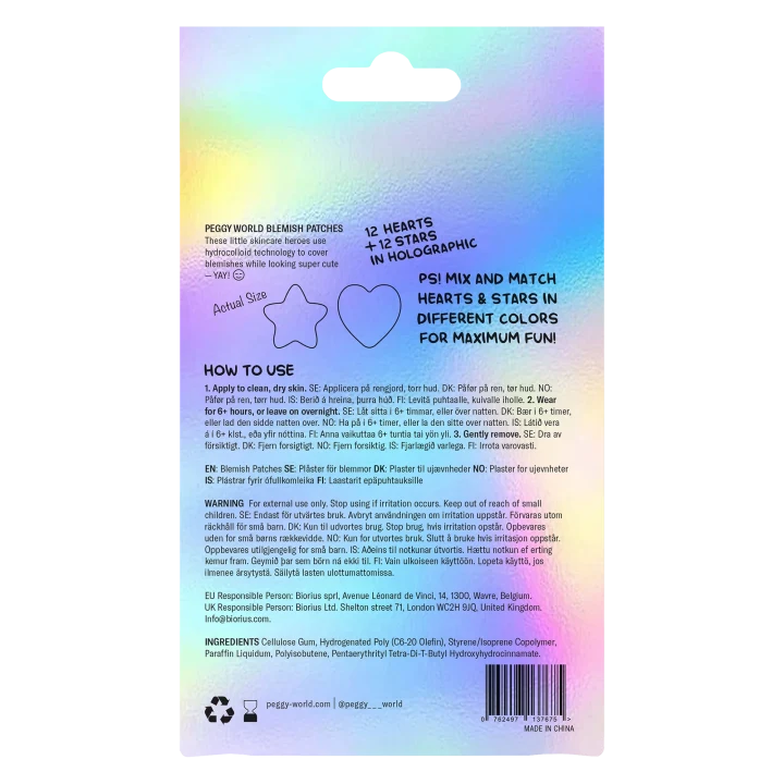 Peggy World Blemish Patches Hearts and Stars Holographic 24 st Peggy World