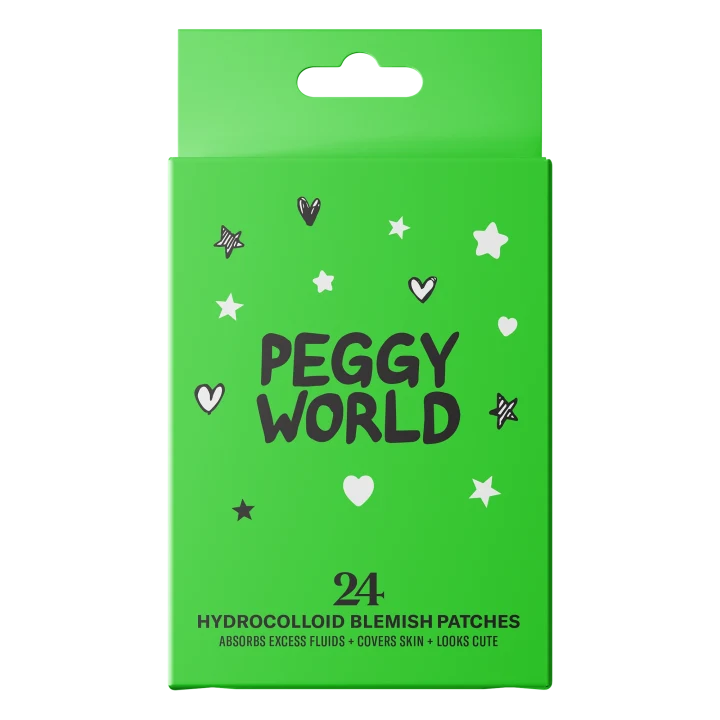 Peggy World Blemish Patches Hearts and Stars Lime Green 24 st Peggy World
