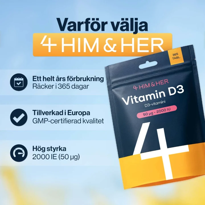 4Him&Her Vitamin D3 50 µg/2000 IU 365 st 4Him&Her