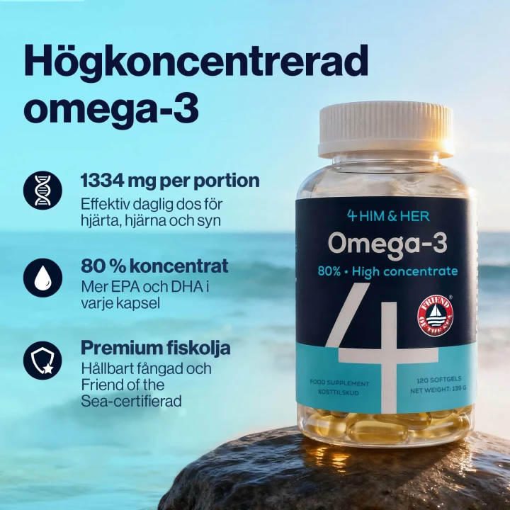 4Him&Her Omega-3 80% Fiskeoljekapsel 120 st 4Him&Her