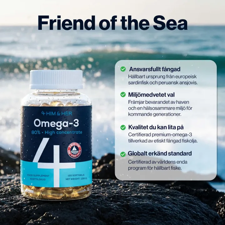 4Him&Her Omega-3 80% Fiskeoljekapsel 120 st 4Him&Her