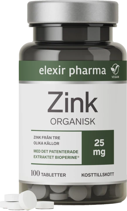 Elexir Pharma Organisk Zink 25 mg 100 tabletter Elexir Pharma