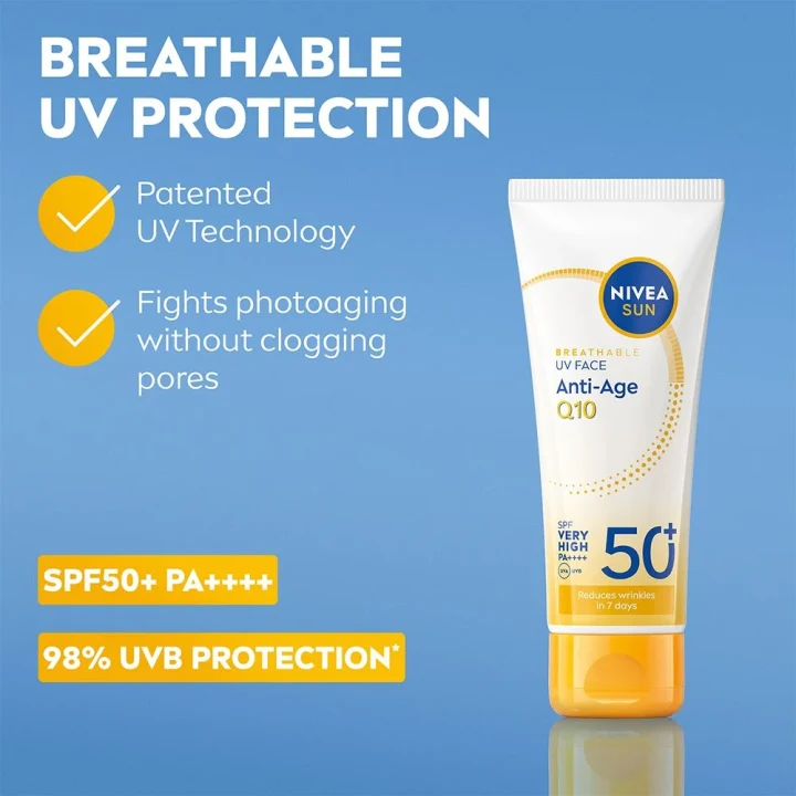 NIVEA Sun UV Face Anti-Age Q10 Cream SPF 50+, 40 ml Nivea