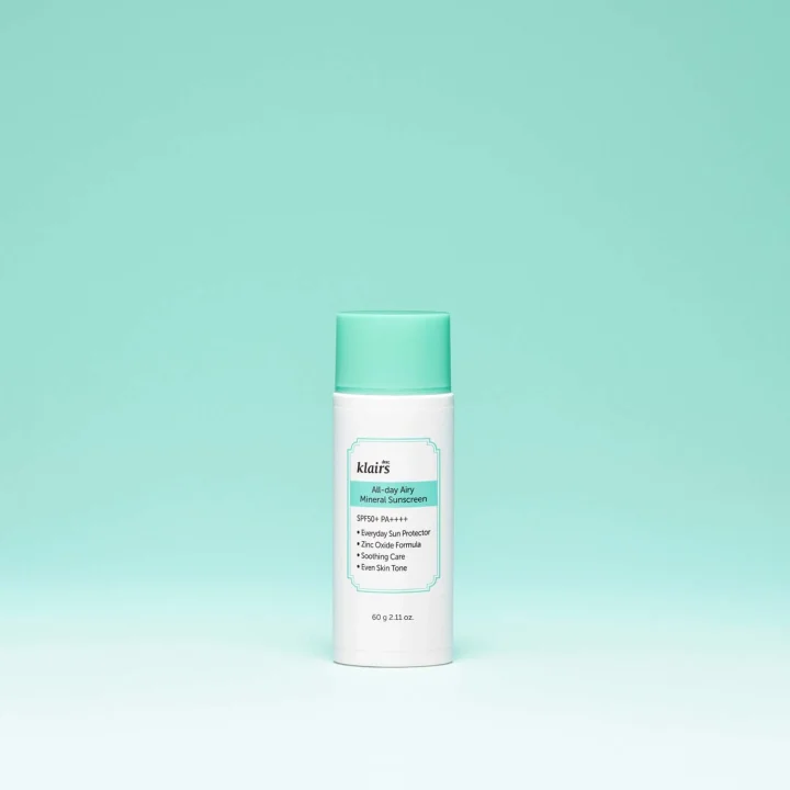 Klairs  All-day Airy Mineral Sunscreen SPF 50+ PA++++, 60 g Klairs