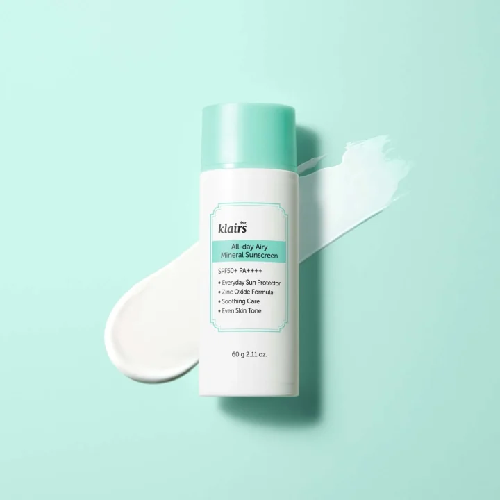 Klairs  All-day Airy Mineral Sunscreen SPF 50+ PA++++, 60 g Klairs
