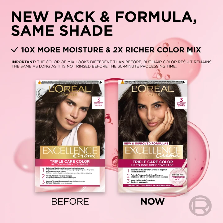 L'Oréal Paris Excellence Creme Permanent Hårfärg 1-pack 3 Darkest Brown L'Oréal Paris