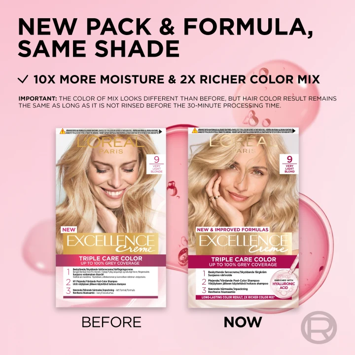 L'Oréal Paris Excellence Creme Permanent Hårfärg 1-pack 9 Very Light Blonde L'Oréal Paris