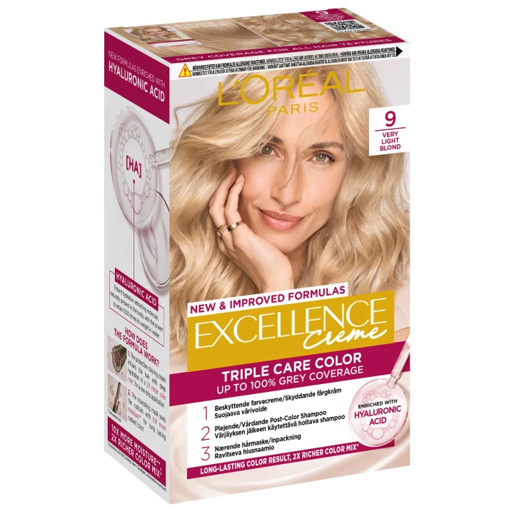 L'Oréal Paris Excellence Creme Permanent Hårfärg 1-pack 9 Very Light Blonde L'Oréal Paris