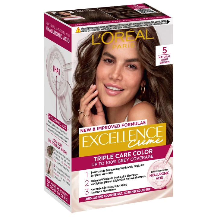 L'Oréal Paris Excellence Creme Permanent Hårfärg 1-pack 5 Natural Light Brown L'Oréal Paris