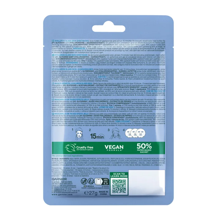 Garnier Hyaluron Glass Skin Jelly Sheet Mask 27 g Garnier
