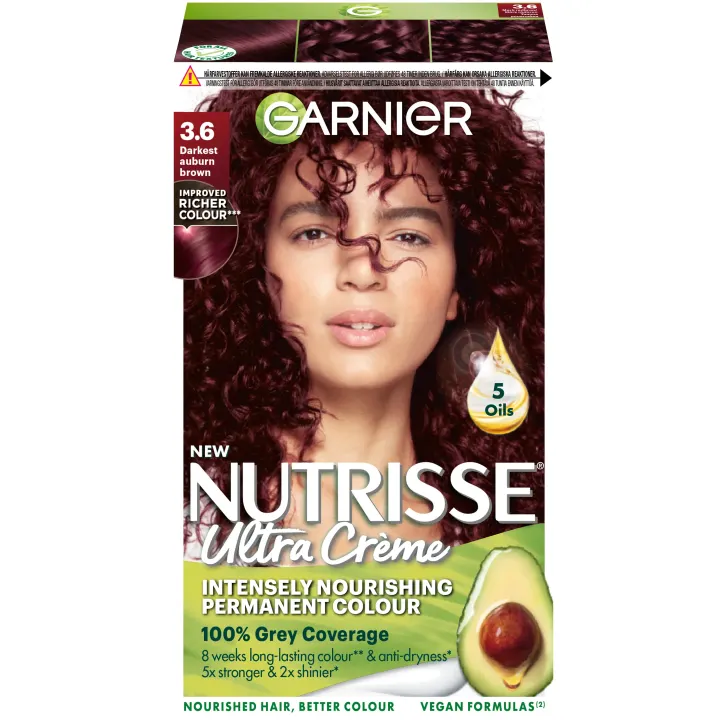 Garnier Nutrisse Ultra Color Permanent Hårfärg 1 pack 3.6 Darkest Auburn Brown Garnier