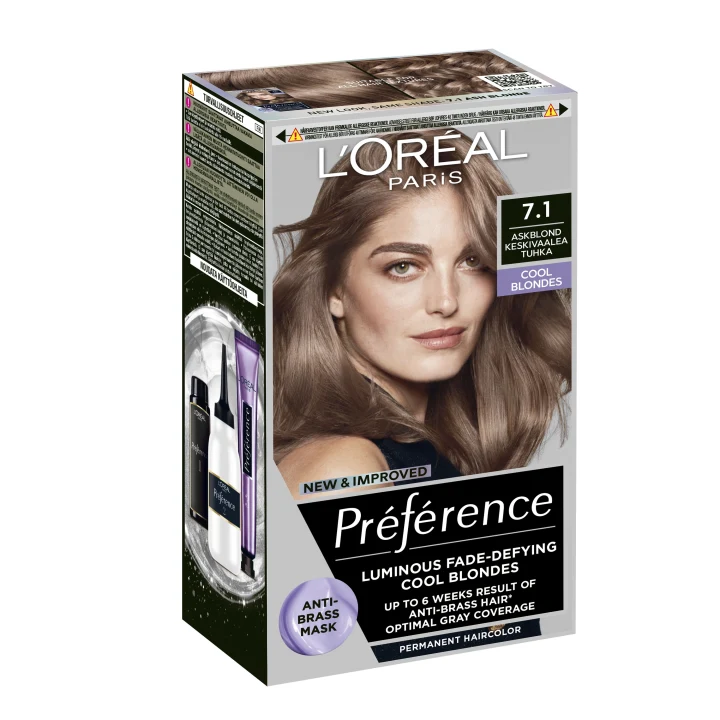 L'Oréal Paris Préférence Cool Blondes Permanent Color För Normalt Hår 1 pack 7.1 Iceland L'Oréal Paris