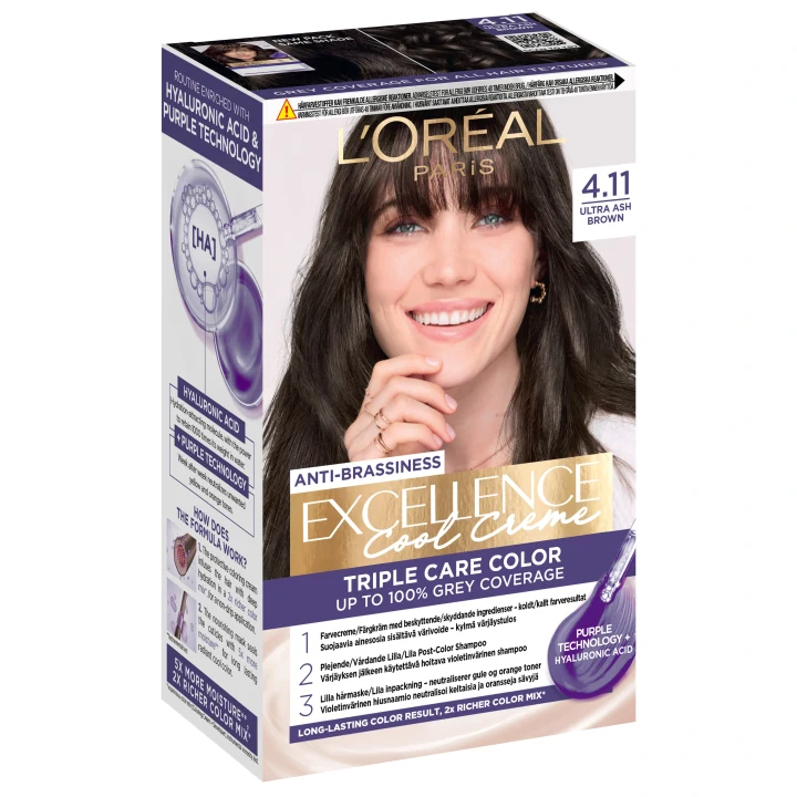 L'Oréal Paris Excellence Cool Creme Permanent Hårfärg 1 pack 4.11 Ultra Ash Brown L'Oréal Paris