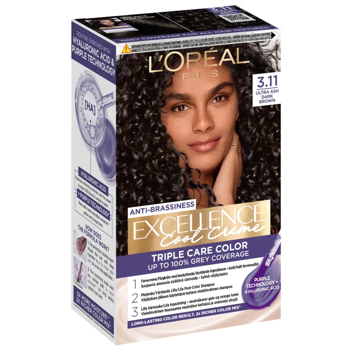 L'Oréal Paris Excellence Cool Creme Permanent Hårfärg 1 pack 3.11 Ultra Ash Brown L'Oréal Paris