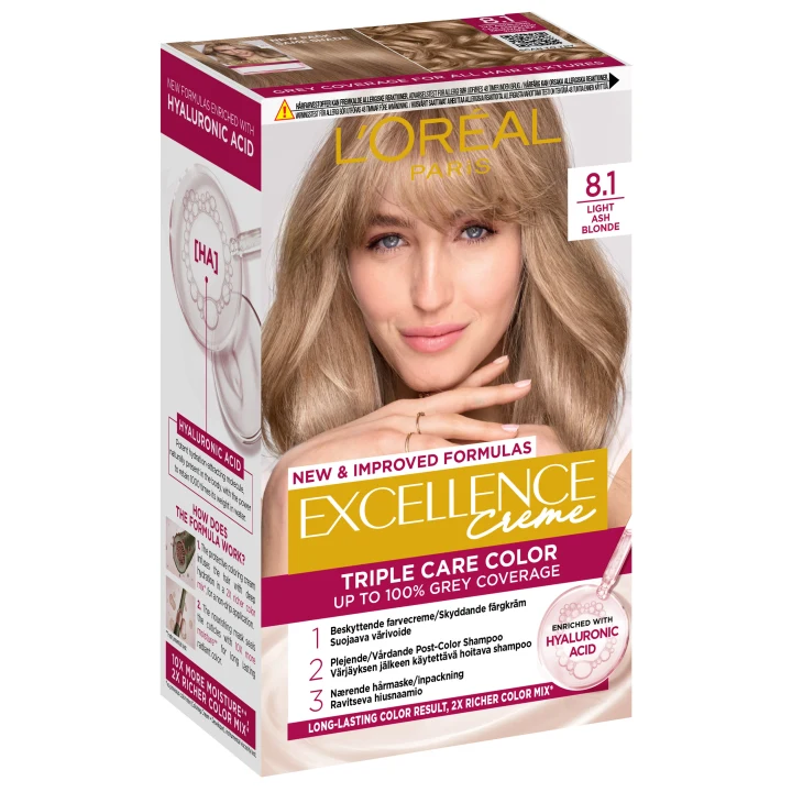 L'Oréal Paris Excellence Creme Permanent Hårfärg 1-pack 8.1 Light Ash Blonde L'Oréal Paris