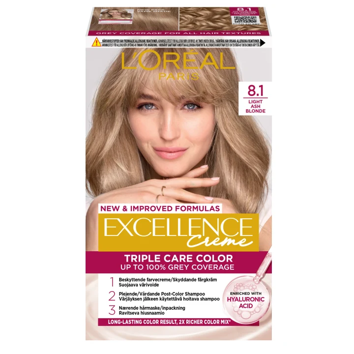 L'Oréal Paris Excellence Creme Permanent Hårfärg 1-pack 8.1 Light Ash Blonde L'Oréal Paris