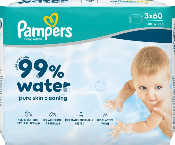 Pampers 99% Water Wipes 3-pack 180 st Pampers
