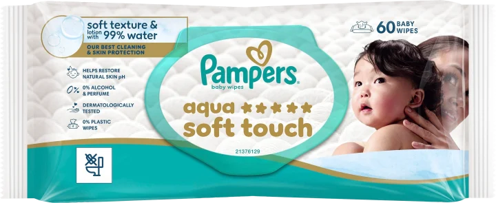 Pampers Aqua Soft Touch Wipes 60 st Pampers