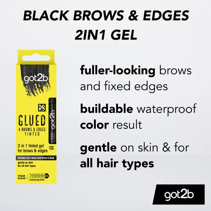 Schwarzkopf got2b Glued 4 Brows & Edges Pigmenterad Gel 2-i-1 Svart 16 ml Schwarzkopf