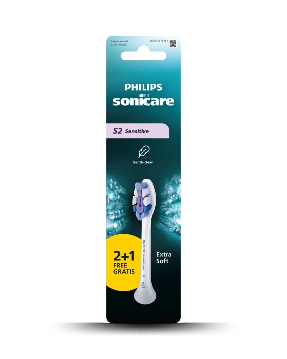 Philips Sonicare S2 Sensitive borsthuvuden, vita, 2+1 pack Philips