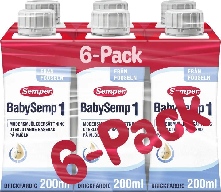Semper BabySemp 1 Drickfärdig modersmjölksersättning 6x200ml Semper