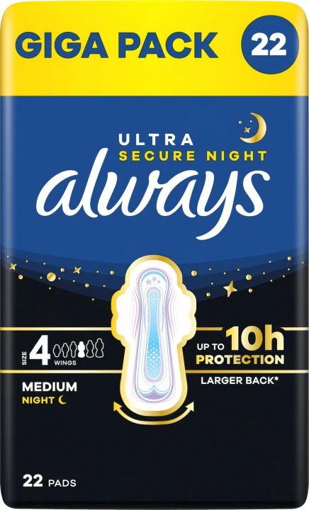 Always Ultra Secure Night Pads S4 GigaPack 22 st Always