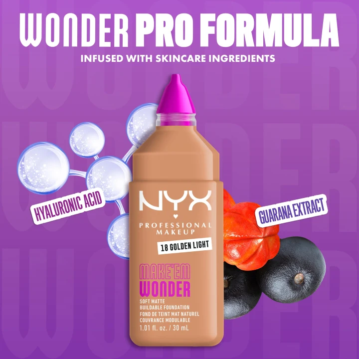 NYX Professional Makeup Make Em Wonder Foundation 30 ml 18 Golden Light NYX Professional Makeup